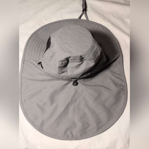 Long Bill Hat Cap Neck Flap Ventilated, OS, Gray - Picture 2 of 3